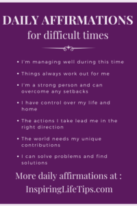 Daily affirmations for difficult times